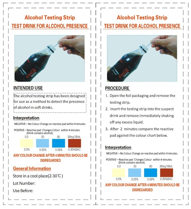 Rapid Drink Alcohol Testing Strip